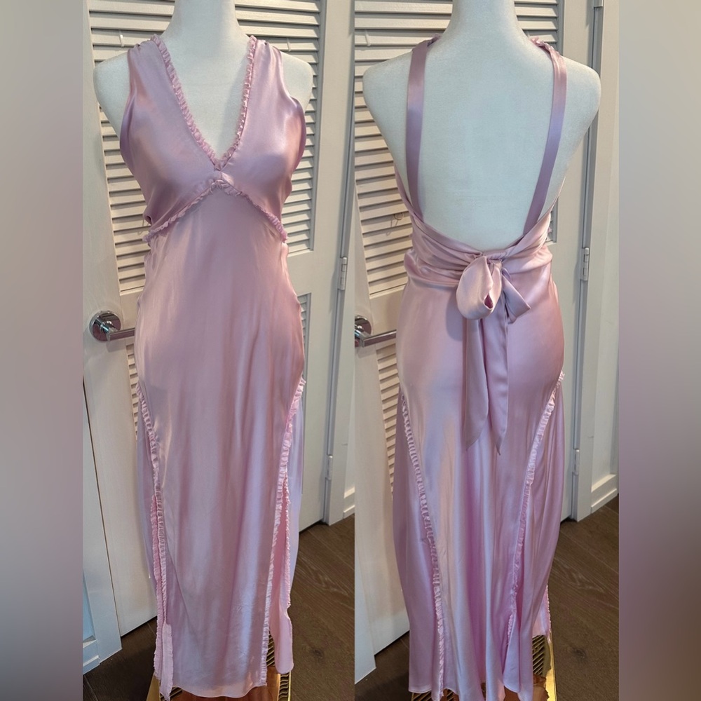 LoveShackFancy Kendall Maxi Silk Dress With Bow